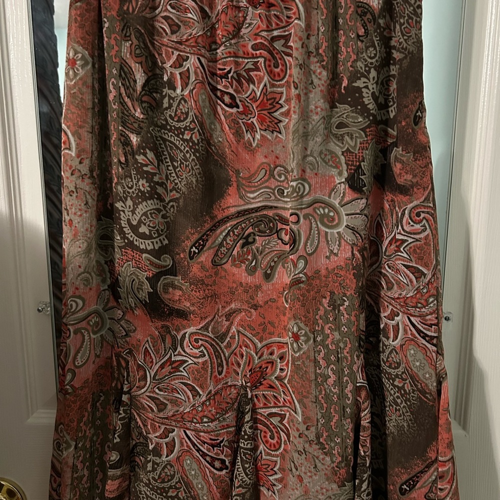 Elementz Paisley Midi Skirt - Red and Brown
